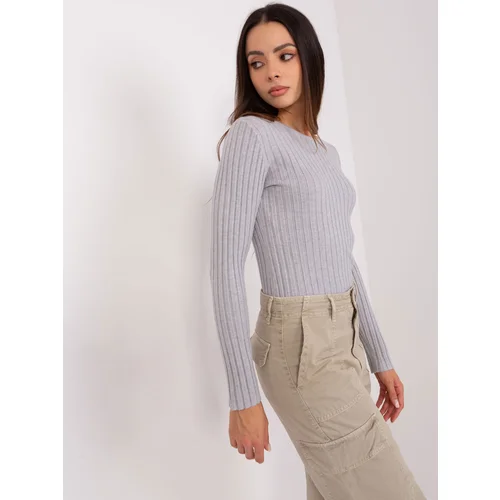 Fashion Hunters Gray women's classic sweater with viscose