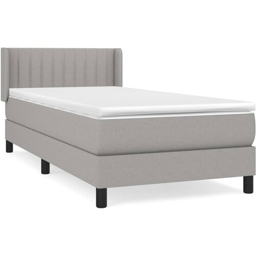 VidaXL Box spring postelja z vzmetnico svetlo siv 100x200 cm blago, (20724641) Slike