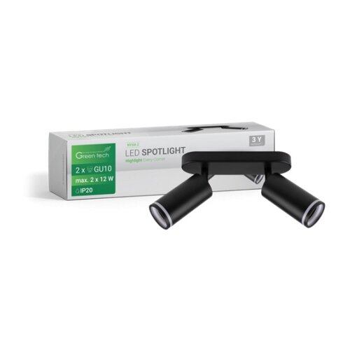 Greentech reflektor 2 x GU10 crni nyxa Cijene