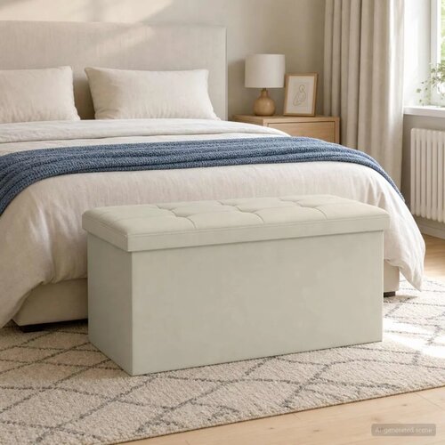  Sklopiva klupa za pohranu Bijela 180 kg 80 L 77 x 38 x 38 cm - Bijela 77 x 38 x 38 cm Cijene