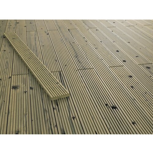 RETTENMEIER Terasna deska narebrena Zelena tlačno impregnirana 14,4 cm x 2,7 cm x 300 cm Slike