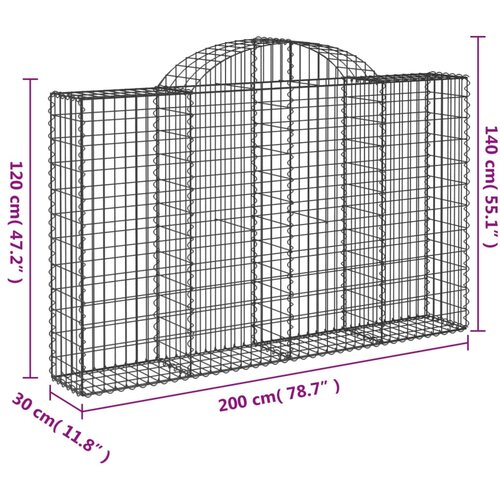  Lučne gabionske ko&amp;scaron;are 2 kom 200x30x120/140cm pocinčano željezo Slike