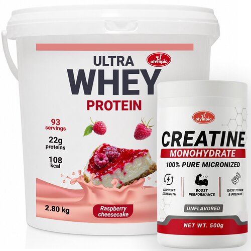 Olympic Ultra Whey Protein Malina Čiž-kejk 2.8kg + Creatine Monohydrate 500g Cene