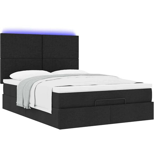 VidaXL otomanski okvir kreveta s madracem crni 140x200cm od tkanine Slike