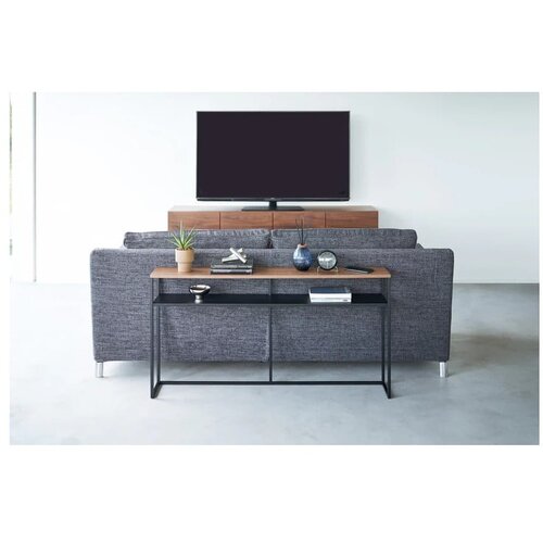 YAMAZAKI Črna/temno rjava stranska mizica v jesenovem dekorju 20,5x126 cm Tower &amp;ndash; Slike