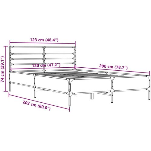  Okvir kreveta boja hrasta 120x200 cm konstruirano drvo i metal Slike