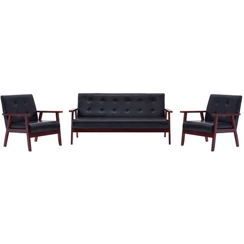  3-dijelni set sofa od umjetne kože crni Cene