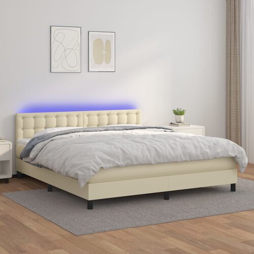  box spring s madracem LED krem 180x200cm od umjetne kože Cijene