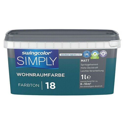 SWINGCOLOR Boja za zid Simply (Plava – br. 18, Mat, 1 l) Cijene