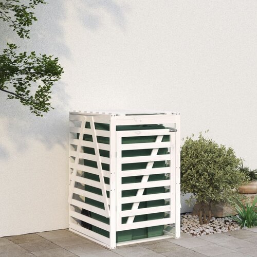 vidaXL lopa za smetnjak bela 84x90x128,5 cm trdna borovina Cene