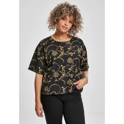 UC Curvy AOP Women's T-Shirt Luxury Print Short Oversized Luxury Black
