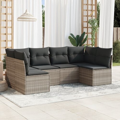 vidaXL 6-dijelni set vrtnih sofa od poliratana s jastucima svjetlosivi Cijene