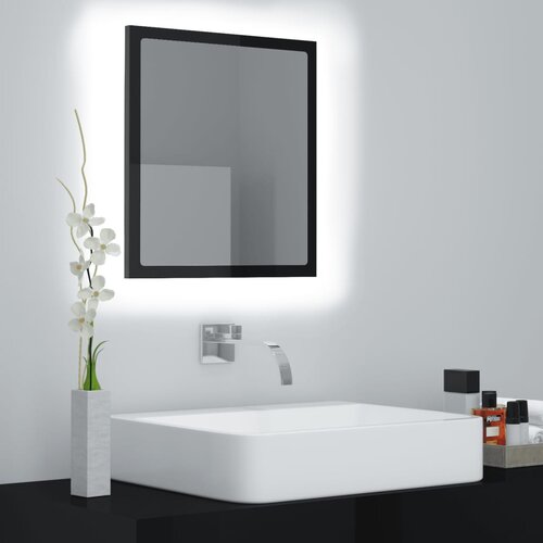vidaXL LED kopalniško ogledalo visok sijaj črno 40x8,5x37 cm Cene