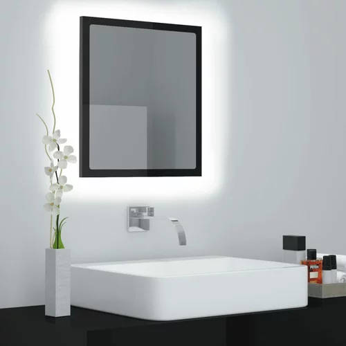vidaXL LED kopalniško ogledalo visok sijaj črno 40x8,5x37 cm