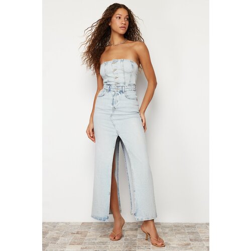 Trendyol Light Blue Slit Strapless Maxi Denim Dress Cijene