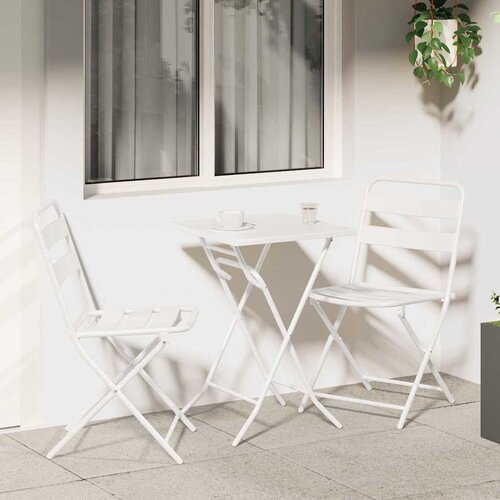 Bistro set za vrt 3 pcs Bijelo Čelik Slike