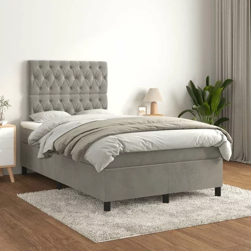 Box spring postelja z vzmetnico svetlo siva 120x200 cm žamet, (20791451)