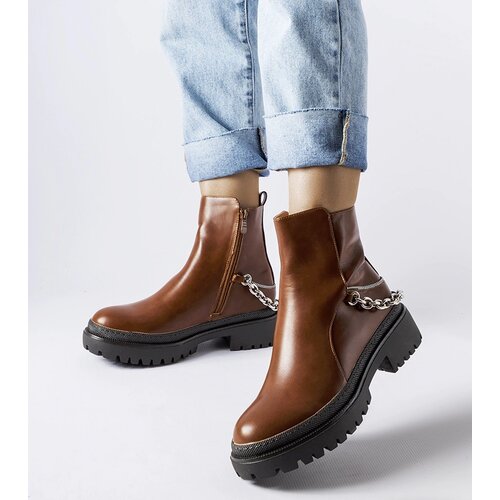 Gemre Brown ankle boots with chain Muqaddim Cene