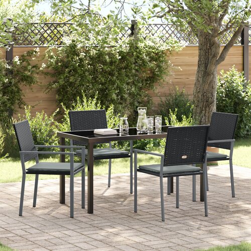 VidaXL Set od 3 Crna PE Ratan 54x62.5x89 cm Izdržljivo Vrtna stolica Slike