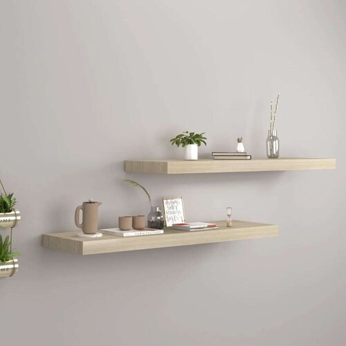vidaXL Stenske police 2 kosa barva hrasta 80x23,5x3,8 cm MDF Cene