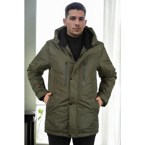 Dewberry 95968 Hooded Coat Parka with Fleece Inside-Khaki Cene