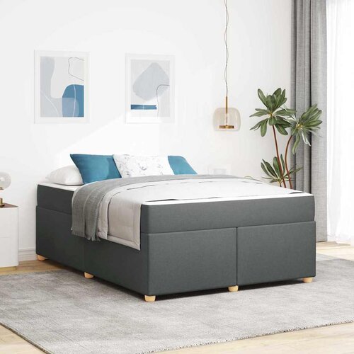 VidaXL Posteljni okvir z vzmetnico Drugo Temno siva 160 x 200 cm blago Slike