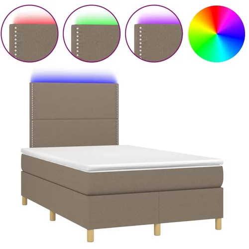 vidaXL Box spring postelja z vzmetnico LED taupe 120x190 cm blago, (21112388)