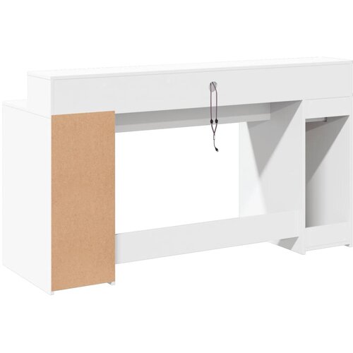  Radni stol LED bijeli 160x55x91 cm od konstruiranog drva Slike