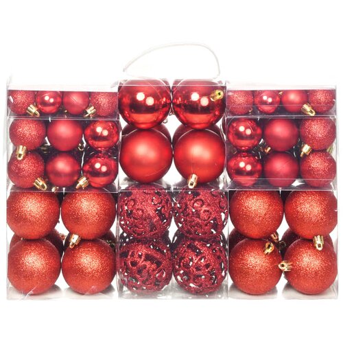  Set božićnih kuglica 100 komada 3/4/6 cm crveni Cene