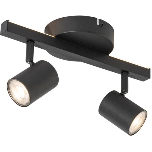 QAZQA Stropni reflektor črn GU10 50 mm 2-lučni vključno z ozadjem - Back Up Cene