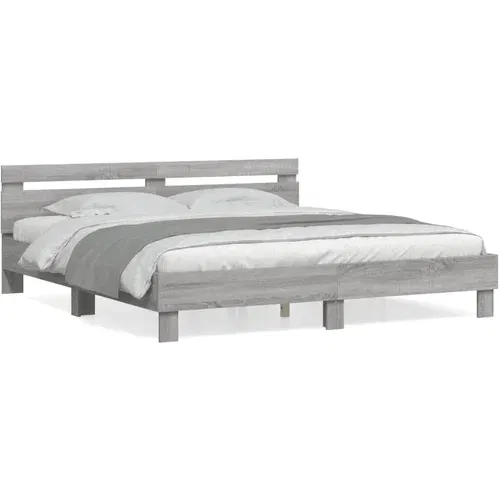  Okvir za krevet s uzglavljem siva boja hrasta 180x200 cm drveni