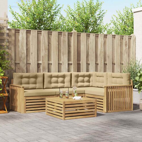  Set vanjskih sofa 5 kom. Bijela i bež Poliester Cene