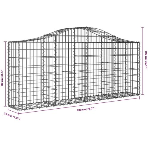  Gabionska ko&amp;scaron;ara s lukom 200 x 30 x 80/100 cm pocinčano željezo Slike