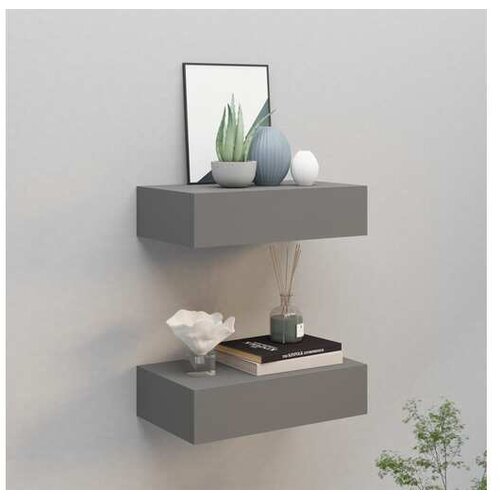  Zidne police s ladicama 2 kom sive 40 x 23 5 x 10 cm MDF Cijene