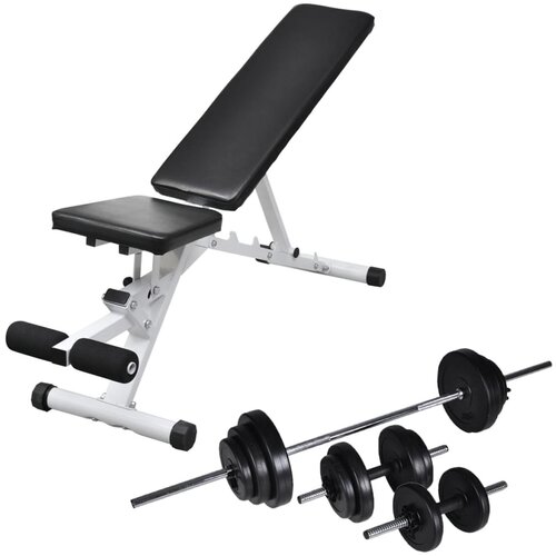VidaXL vadbena klop s kompletom uteži in palic 30,5 kg Slike