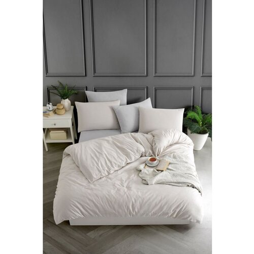  yarn dyed - beige beige single quilt cover set (de) Cene