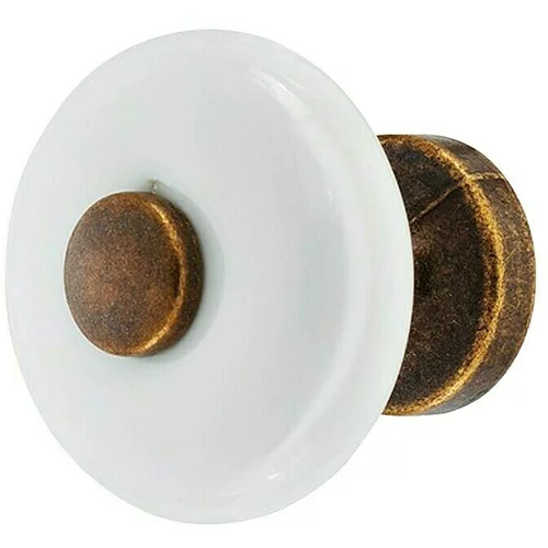 Okrugla ručka za namještaj (Tip ručke za namještaj: Ručka za kucanje, Ø x V: 30 x 30 mm, Porculan, Bijelo-smeđe boje)
