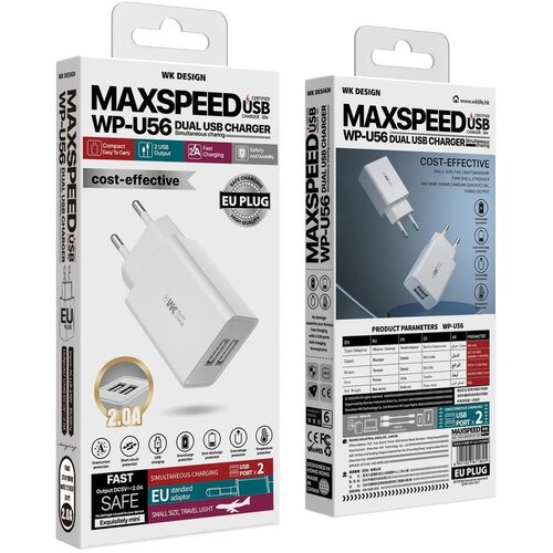 Wk Design zidni USB punjač 2x USB 2 A WP-U56 Slike