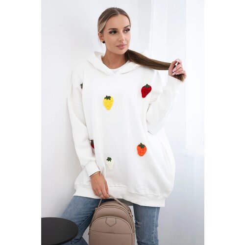 Kesi Insulated sweatshirt with ecru strawberry motif Cene