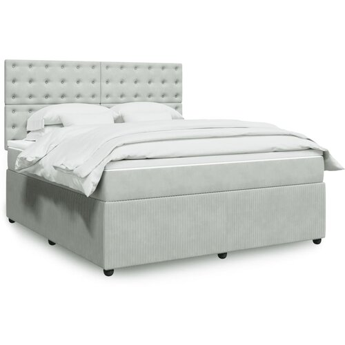 vidaXL Box spring postelja z vzmetnico svetlo siva 180x200 cm žamet Cene