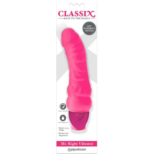 Classix Mr. Right - početnik, silikonski vibrator za penis (ružičasti)