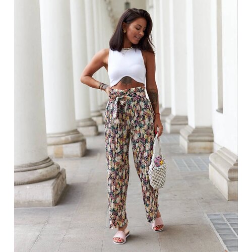 Gemre Blue pleated floral trousers Cesate Slike