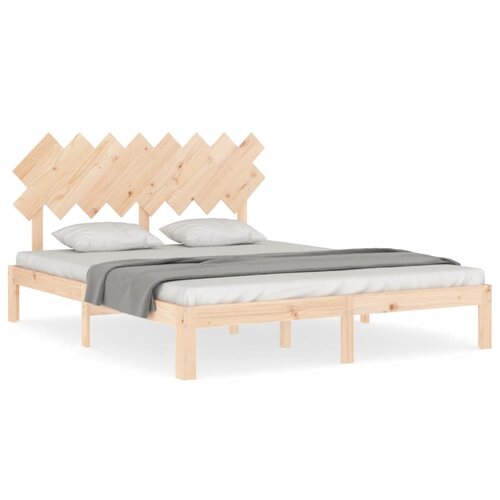 VidaXL Okvir kreveta s uzglavljem 160 x 200 cm od masivnog drva Slike