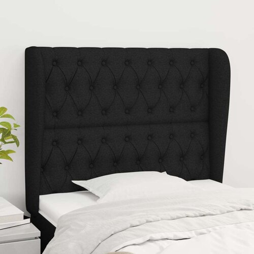  Uzglavlje s u&amp;scaron;ima crno 93x23x118/128 cm od tkanine Slike