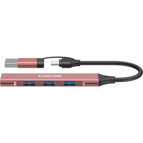 Canyon hub DS-02 4in1 USB-A/C Pink Slike