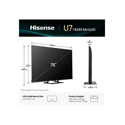 Hisense 75U7Q ULED Mini-LED 4K UHD Smart TV Cene