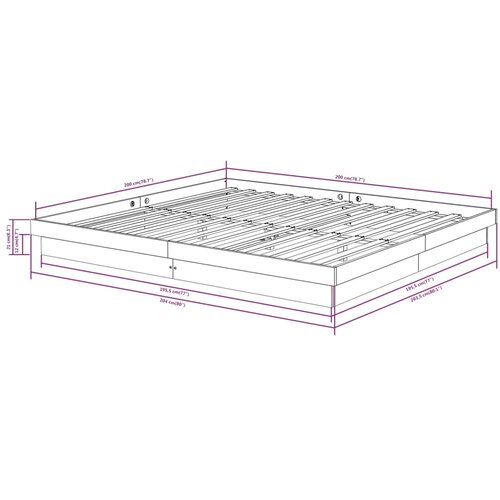  Okvir za krevet od masivnog drva bijeli 200 x 200 cm Slike