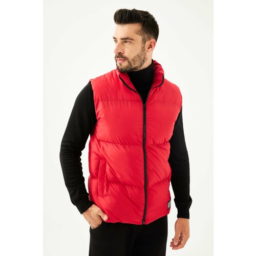 River Club Men's Lined Water And Windproof Red Inflatable Vest. Slike