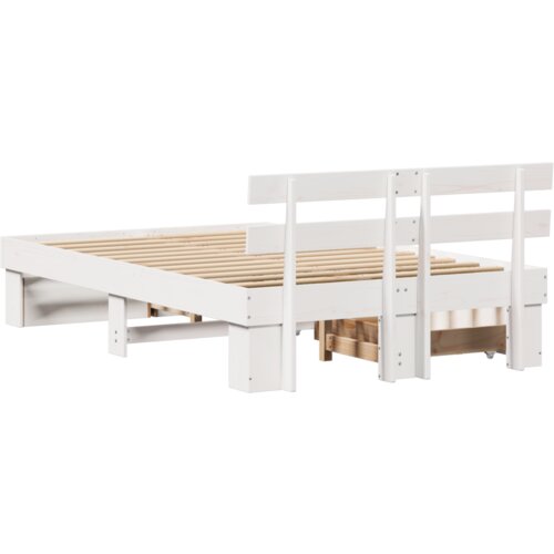 vidaXL Krevetni okvir s Ladicama Bijeli 135x190 cm Masivna Borovina Cene