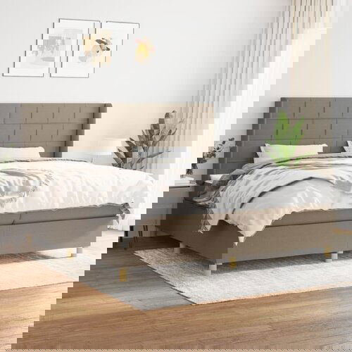 The Living Store Box spring postelja z vzmetnico taupe 200x200 cm blago - Box Spring Postelja, (21503623) Cene